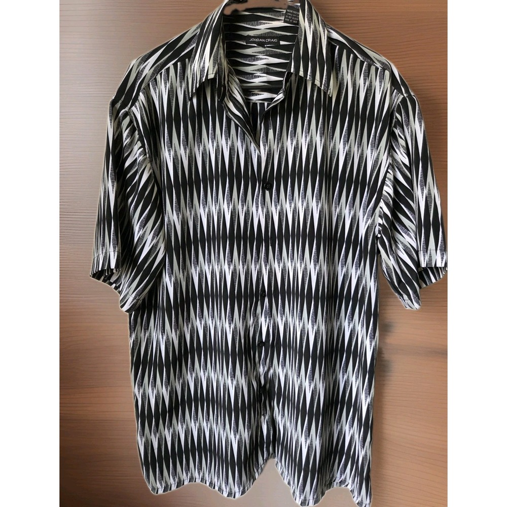 "Jordan Craig Men's Geometric Diamond Wave Print Short Sleeve Button Up Shirt"